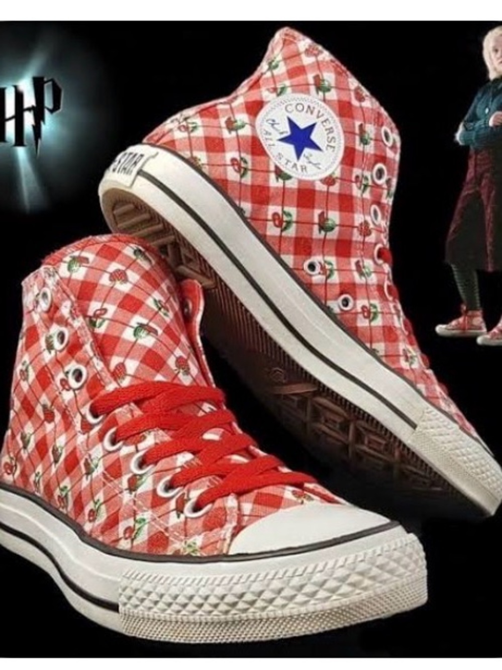 Harry Potter Luna Lovegood Converse Women's Red Plaid High-Top Sneakers